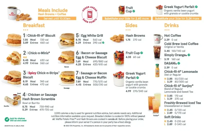 Chick fil A Breakfast Hours, Menu & Prices