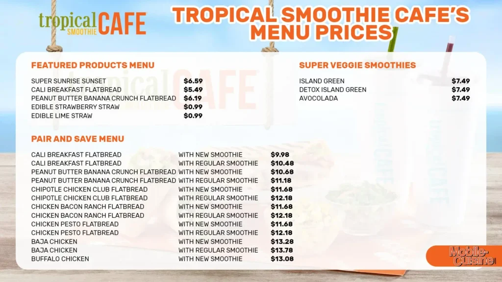 Tropical Smoothie Cafe Breakfast Hours, Menu, and Prices