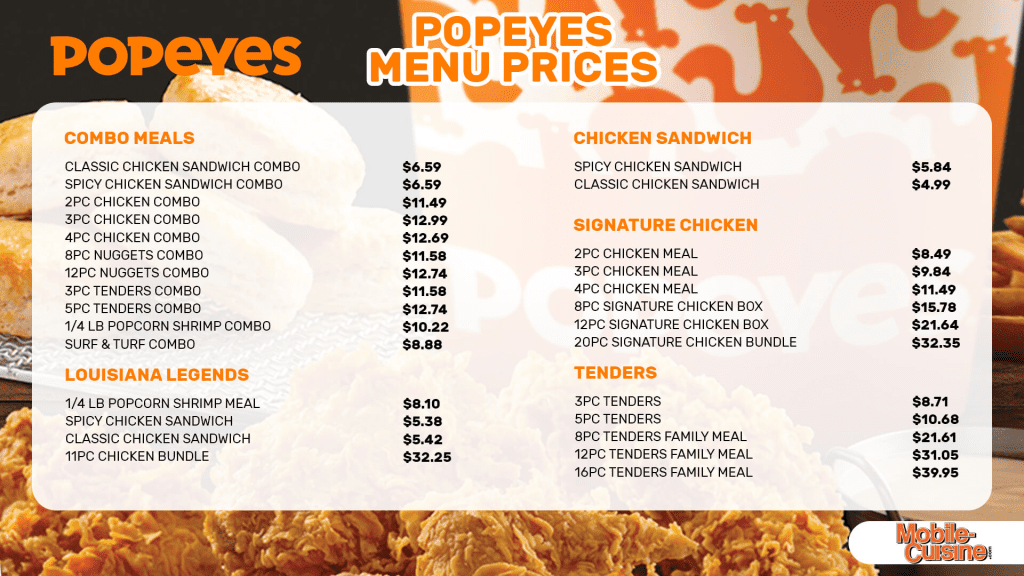 Popeyes Lunch Hours And Menu Prices